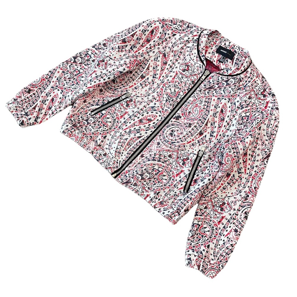 MANGO Paisley Print Brocade Upholstery Bomber Jacket